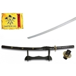 Katana tranchant arme 97cm laiton + socle bois