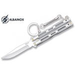 Couteau papillon balisong porte-clé 13,3cm argenté ALBAINOX