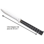 Grand balisong 32cm de rue - Couteau papillon noir