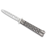 Couteau papillon balisong 24,3cm argenté entrainement