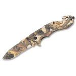 Couteau camouflage 20,5cm coupe sangle + brise-glace.