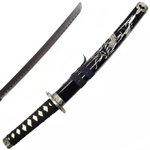 Katana tranchant samouraï 45cm japonais gravure noir