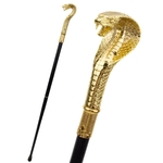 Canne épée bâton de marche 95cm Cobra doré.