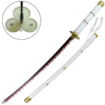 Katana design blanc arme 95cm fourreau bois