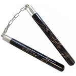 Nunchaku design gravé Dragon en bois massif