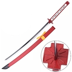 Katana sabre japonais 97,5cm rouge fourreau bois