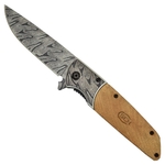 Couteau pliant 21cm design damas manche bois