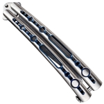 Couteau papillon balisong métal reflet bleu