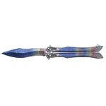 Couteau papillon balisong Albainox 3D bleu lame 10 cm.