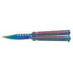 Couteau papillon balisong Aluminium-Coloré design.