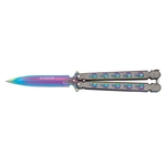 Couteau papillon balisong Rainbow The Punisher acier.