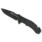 Couteau tactique K25 en aluminium noir Ouverture assistée