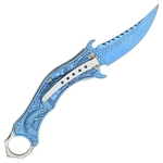 COUTEAU PLIANT KARAMBIT BLEU À RESSORT SCK..