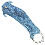 COUTEAU PLIANT KARAMBIT BLEU À RESSORT SCK.