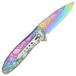 COUTEAU DE POCHE PLIANT SQUELETTE RAINBOW À RESSORT SCK..