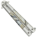 COUTEAU PAPILLON BALISONG SCH MANCHE NACRE.
