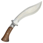MACHETTE KUKRI GURKHA 33 CM MANCHE BOIS LAME ACIER + FOURREAU.