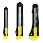 Lot de 3 cutters jaunes et noirs cutter lame acier rétractable
