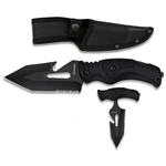 Couteau pliant tactique Albainox semi-dentelé + étui nylon