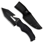 Couteau pliant tactique Albainox semi-dentelé + étui nylon.