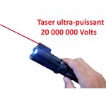 Main tenant un taser électrique 20 000 000 volts avec lampe LED allumée et pointeur laser rouge