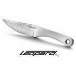 Couteau de lancer Léopard 16 cm acier inox avec logo gravé vue trois quarts