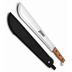 Grande machette Explorer 55 cm avec étui noir, lame inox full tang et manche en bois pour randonnée, débroussaillage et survie