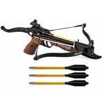 Arbalète pistolet Cobra 80 lbs poignée bois livrée avec 3 traits aluminium