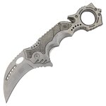 Couteau pliant karambit SCK 21 cm manche métal lame acier inoxydable