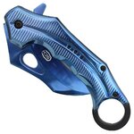 Couteau pliant karambit SCK bleu fermé manche métal finition brillante