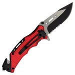 Couteau pliant pompier SCK manche antidérapant rouge 20,5 cm