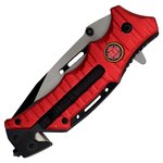 Couteau pompier rouge SCK avec clip ceinture et brise-vitre
