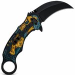 Couteau karambit pliant SCK avec clip ceinture design tigre