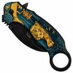 Karambit pliant SCK fermé design tigre couteau de poche acier inoxydable