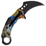 Couteau karambit pliant SCK avec clip ceinture design aigle royal