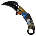 Karambit pliant SCK 19,5 cm motif aigle royal manche décoré acier inoxydable