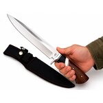 Main tenant un couteau de chasse SCK 30 cm avec manche en bois