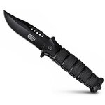 Couteau pliant de poche SCH noir 21,5 cm avec lame en acier inoxydable