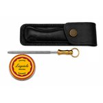 Kit dentretien Laguiole Bougna avec étui cuir, fusil daffûtage et graisse - Copie