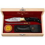 Coffret premium Laguiole Bougna manche en corne noire avec tire-bouchon intégré et accessoires d'entretien