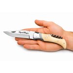 Couteau pliant Laguiole Bougna manche en os avec tire-bouchon intégré