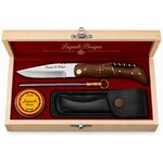 Coffret couteau Laguiole Le Rustique manche bois avec étui cuir et fusil d'affûtage