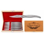 Coffret Laguiole 6 couteaux de table inox prestige avec coffret en bois de luxe et lames en acier inoxydable 11,5 cm.