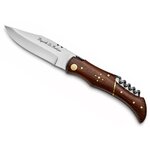 Couteau Laguiole pliant manche bois dacacia lame inox de 10 cm avec tire-bouchon