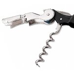 Tire-bouchon sommelier professionnel avec levier double appui et vrille en acier inoxydable sur fond blanc.