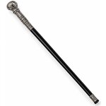 Canne épée noire de collection avec poignée argentée ornée style victorien