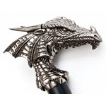 Poignée tête de dragon détaillée de la canne épée Dragon luxe en métal argenté