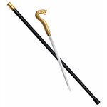 Canne épée Cobra dorée de collection avec lame intégrée et canne noire élégante