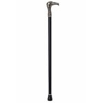 Canne de marche aigle noire 91 cm avec poignée décorative métallique finition argentée