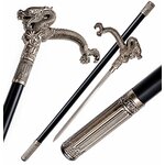 Canne épée dragon de collection avec lame intégrée et fourreau noir élégant